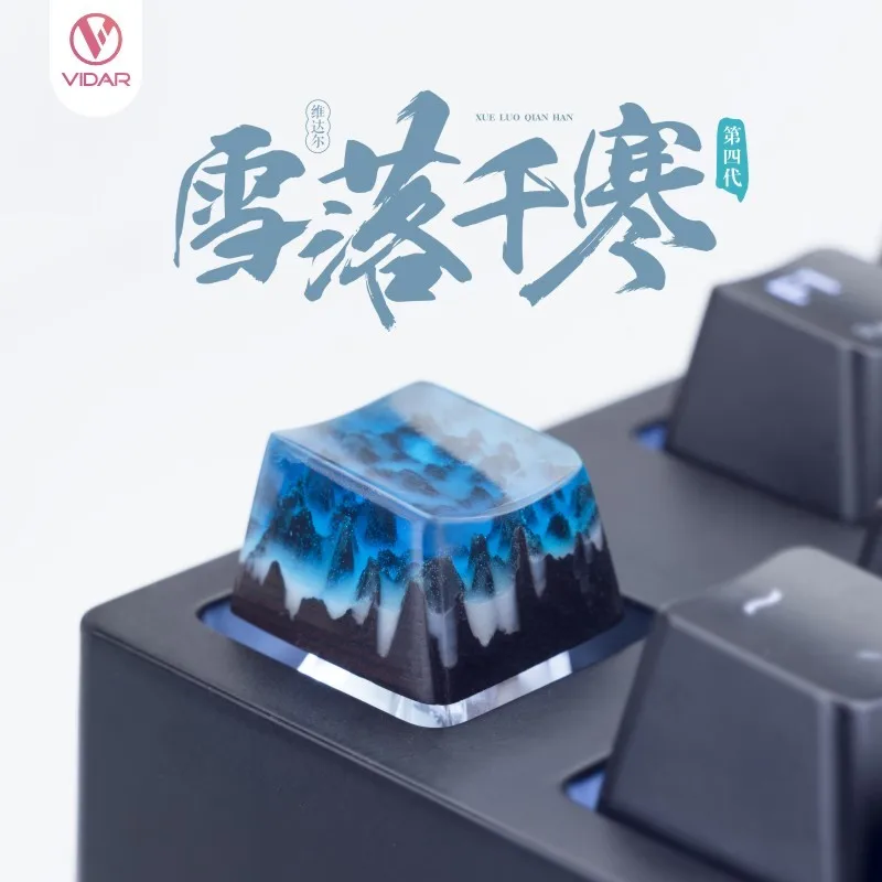 1pc Customized Handmade Resin Ebony Key Cap Mechanical Keyboard Backlit Resin Mixed With Solid Wood Keycap OEM R4 Height