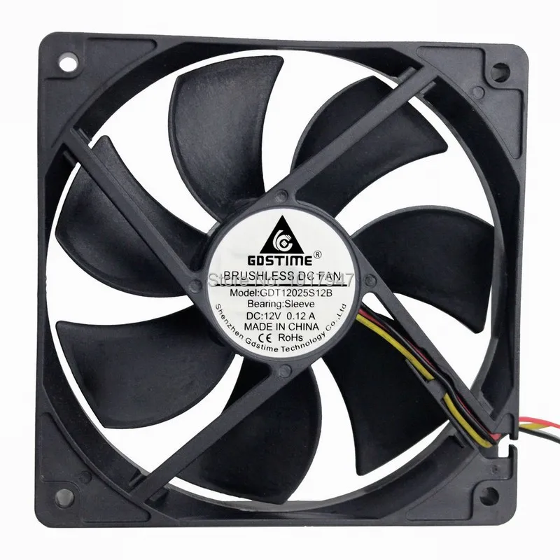 

1Pieces Gdstime DC 12V 3Pin 120x120x25mm 12cm 120mm 12025 Brushless Heatsink Radiator Motor Fan