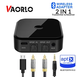 VAORLO APTX HD Wireless Audio Transmitter Receiver Bluetooth 5.0 Wireless Adapter 3.5mm SPDIF Optical Fiber For Headphone TV PC