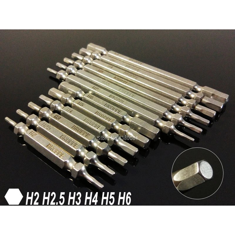 6Pcs ชุด 65/100 มม.H2-H6 แม่เหล็กคู่หัวด้านในไขควงหกเหลี่ยม 1/4 "HEX Shank เครื่องมือเจาะ S2 เหล็ก