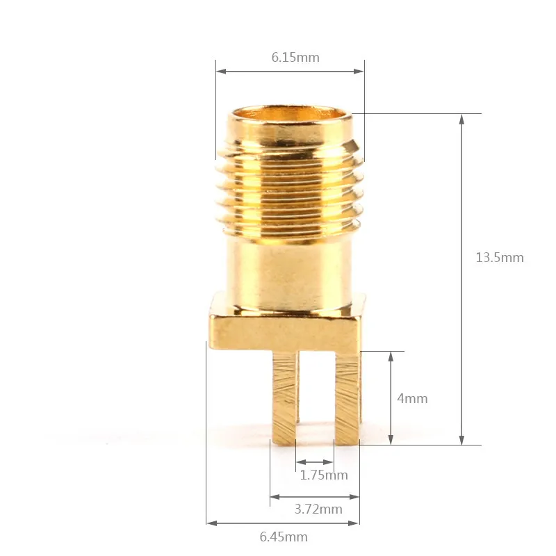 5Pcs SMA Female Jack Connector For 1.6mm Solder Edge PCB Straight Mount Gold plated RF Connectors Receptacle Solder
