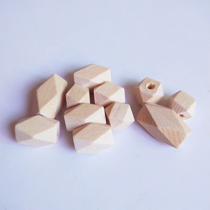 10Pcs Geometric long polygons Wood Spacer Bead Natural Color Eco-Friendly Wooden Beads DIY Making Crafts Jewelry Accessories