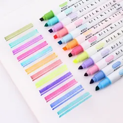 멀티 컬러 싱글/더블 엔드 형광펜, 파스텔 액체 마커 형광 형광펜, 수채화 그리기 펜, 학교 04428