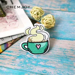 Coffee Cup Iron-on Patches for Clothing Bags Jackets Sewing Appliques Motif Clothes Stickers Embroidery Patch Cute Parches Badge