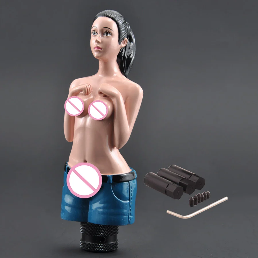 

Blue Jeans Long Hair Goddess Series Alluring Lady Semi-naked Sexy Girl Car Manual Stick Gear Shift Knob Custom For Universal