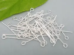 Lovely 600PCs Silver Plated Eye Pins 26x0.7mm(21 gauge) (B01723)