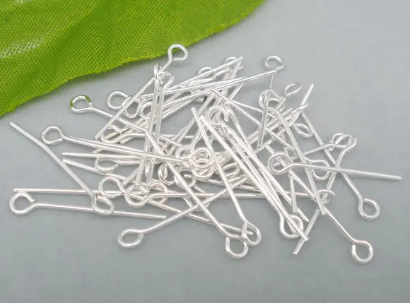 Lovely 600PCs Silver Plated Eye Pins 26x0.7mm(21 gauge) (B01723)