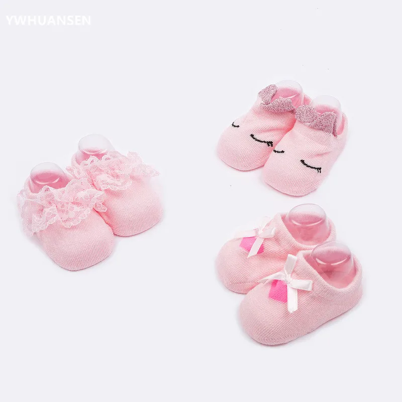 

3 Pairs/lot Newborn Infant Toddler Floor Socks Promoted 0-2T Unisex Bowknot Cotton Baby Socks Set Cute Spring Autumn