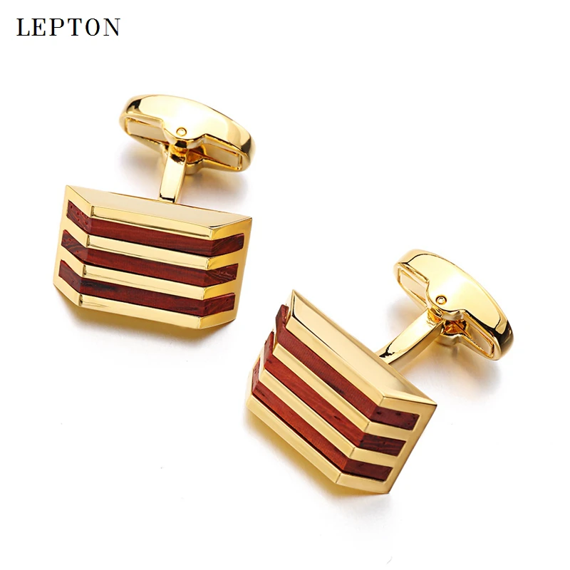 New Wood Cufflinks High Quality Lepton Brand Jewelry Fashion Square Rosewood Cuff links For Mens Gift Formal Business wedding