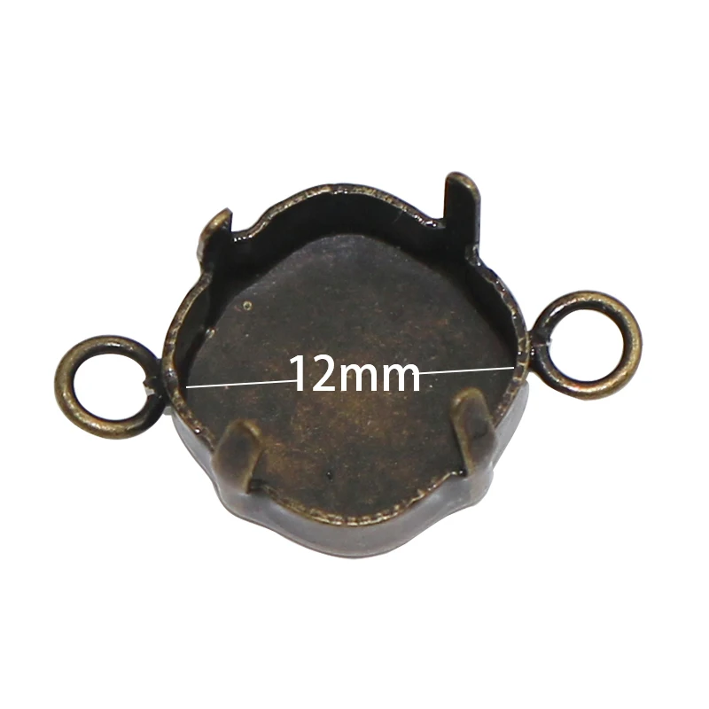 Conector base de bronze beadsnice 12mm, configuração de bisel, faça você mesmo, fabricação de joias 31714