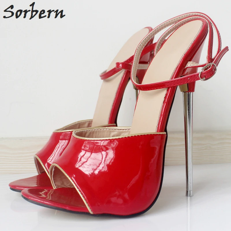 

Sorbern Woman Sandals Sexy 18CM High Heels Elegant Fetish Metal Peep Toe Ladies Dress Shoes Ankle Straps