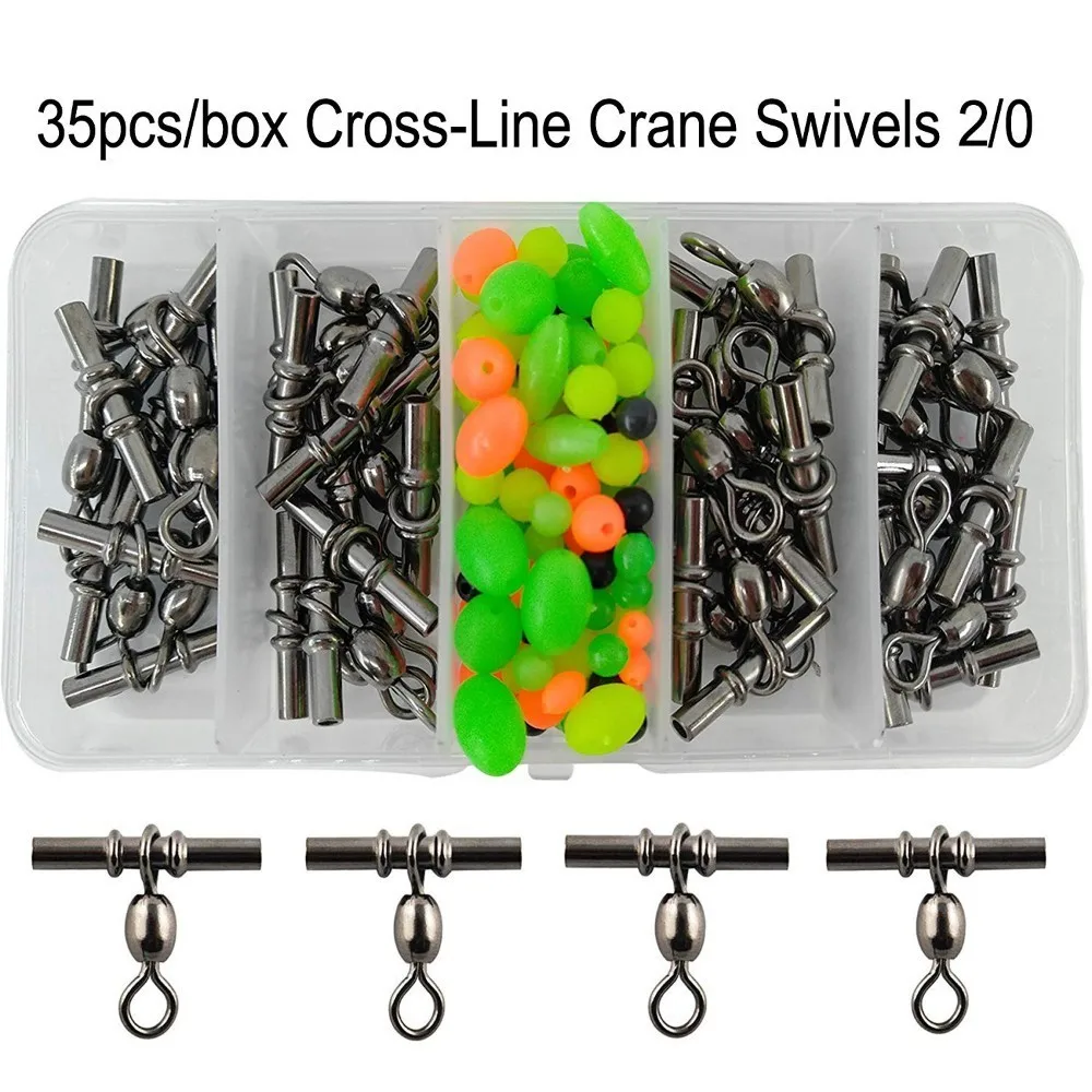 Hyaena 35pcs/box 3 ways crossline crane swivel copper fishing swivel with black nickle for steel wire size 1#,2#,3#,1/0,2/0,