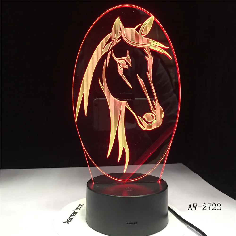 7 Colors Changing Animal LED Night light Horse 3D Desk Table Lamp USB Luces Navidad Lampara Baby Kid Sleeping Nightlight AW-2722