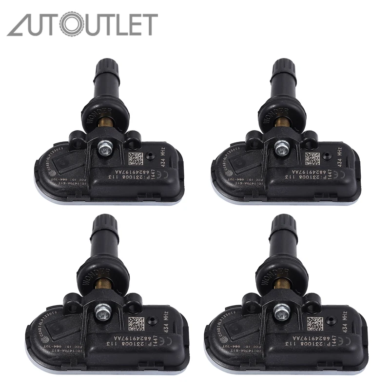 

Датчик контроля давления в шинах AUTOUTLET, 4 шт., 68249197AA, 68239720AA, TPMS, 434 МГц, для JEEP CHEROKEE 2014-2018, ОЗУ 1500, 2500