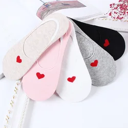 heart Invisible Short Woman Sweat summer comfortable cotton girl women's boat socks ankle low female 1pair=2pcs X117