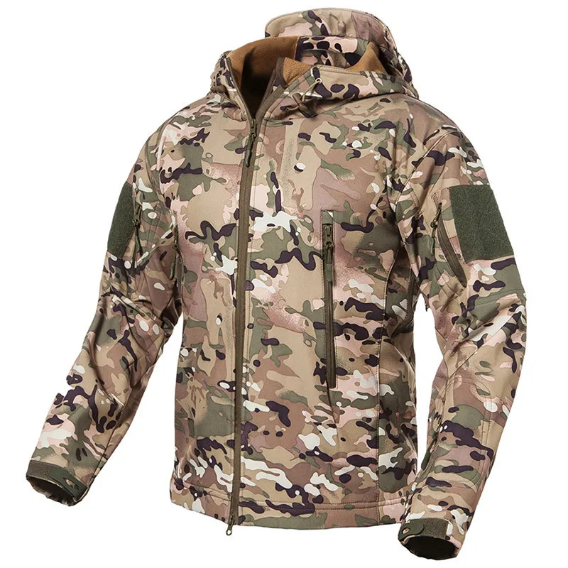 Waterproof Softshell Fleece Jacket Men Women Tactical Military Coat V.5 Camo Sport Camping Skiing Warm Hooded Stormsuit Outdoor