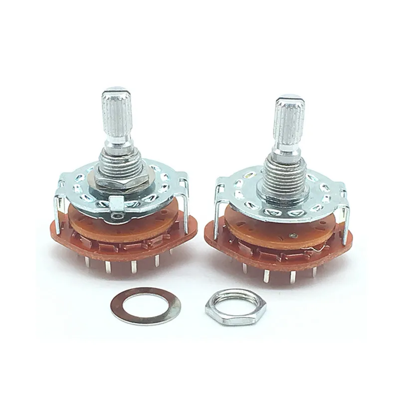 1pc RS25 Shaft Panel Mount 2P6T Band Rotary Switch Selector 2 Pole 6 Position 20MM Plum Shaft With Switch Cap