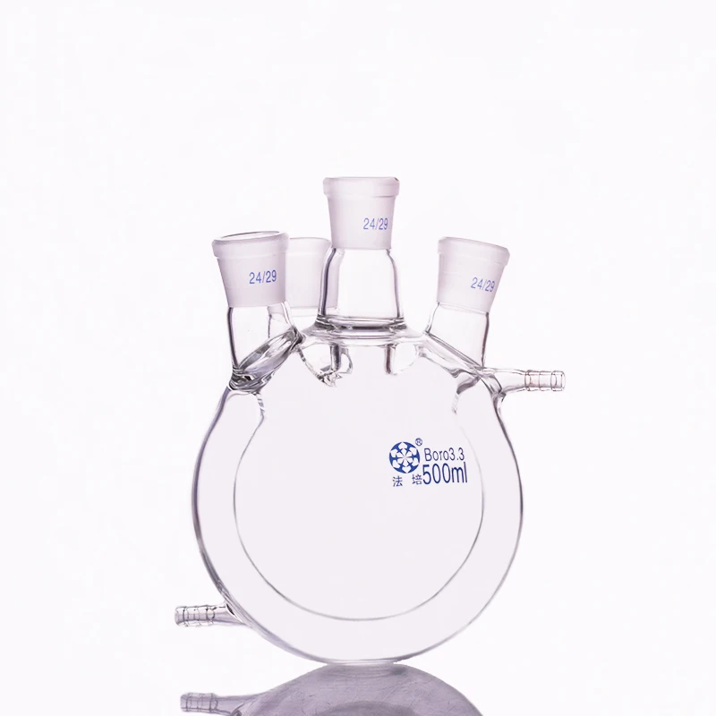 

Double-deck spherical four icro oblique necks round bottom flask,Capacity 500ml,Joint 24/29,Mezzanine jacketed reactor bottle