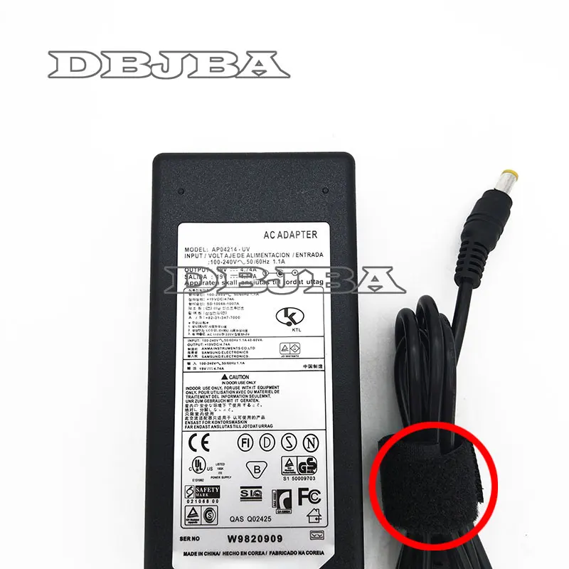 Adaptador AC Laptop para Samsung, 19V, 4.74A, 5.5x3.0mm, apto para R428, R410, R65, R520, R522, R530, R580, R560, R518, R410, R429, r439, R453