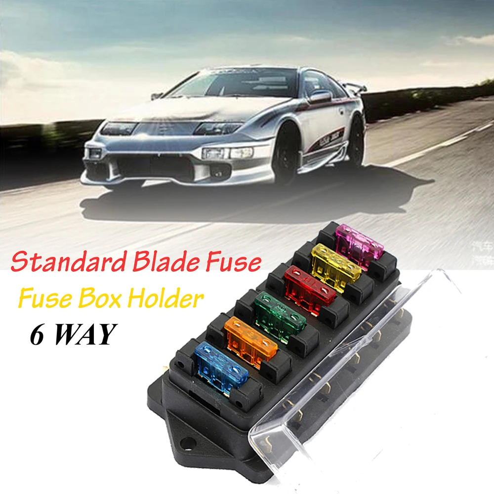 6 Way Fuse Holder Box Car Vehicle Circuit Blade Fuse Box Block With ATO Fuse Block Auto Car Accessories