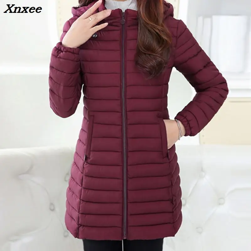 Xnxee-Chaqueta larga de alta calidad para mujer, Parkas de invierno, abrigos largos, invierno y otoño, 2018