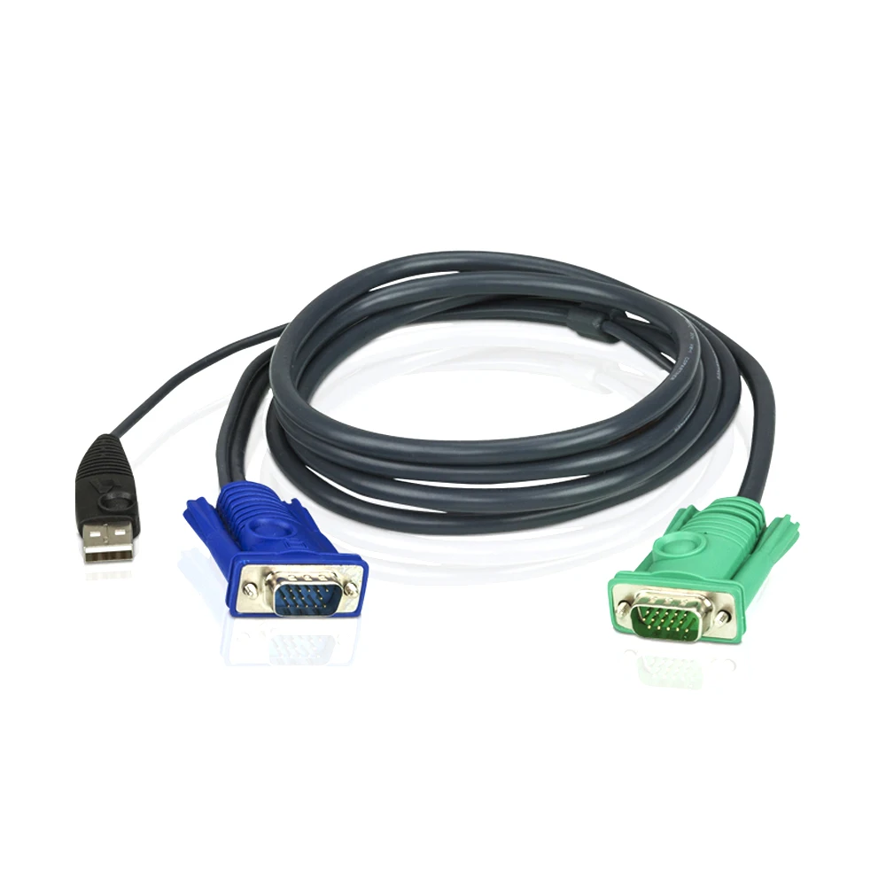 Cable conmutador KVM Original, 1,2 m, 1,8 m, 3m, 5m de longitud, USB, VGA, KVM, Conector de datos, Cable KVM USB con SPHD 3 en 1