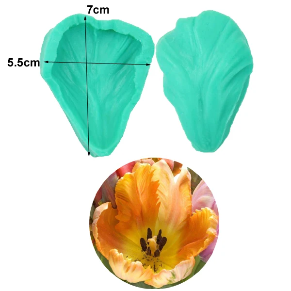 Parrot Tulips Petal Flower Veiners Silicone Molds Fondant Sugarcraft Gumpaste Resin Clay Water Paper Cake Decorating Tools CS254