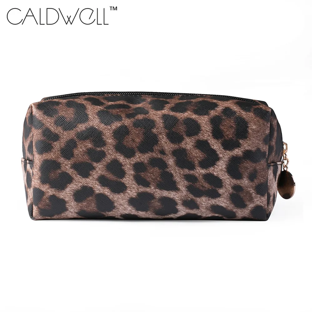 Borsa per cosmetici leopardata moda donna in pelle PU Borsa per cosmetici da viaggio con cerniera per ragazza Borsa per il lavaggio Borsa da