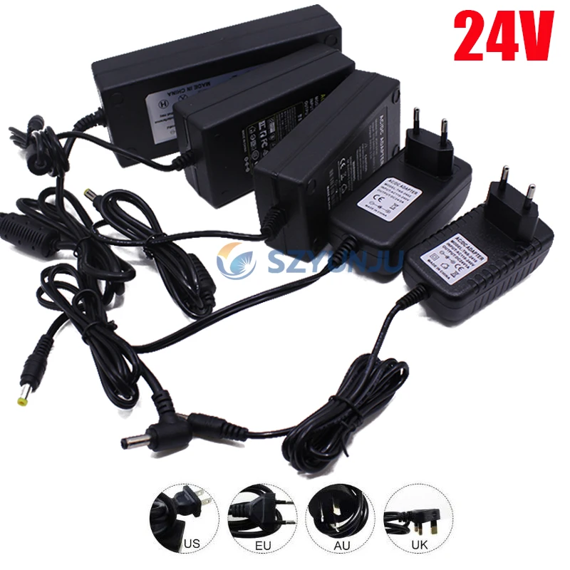 Power Adapter AC to DC 24V 1A 2A 3A 5A Converter Transformer 24 v Power Supply Charger For LED Strip and logitech racing wheel