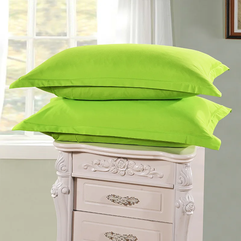 1 Piece Green Color Polyester Pillowcase Brief Style Solid Color Pillow Case Bedroom Use 48cm*74cm 50