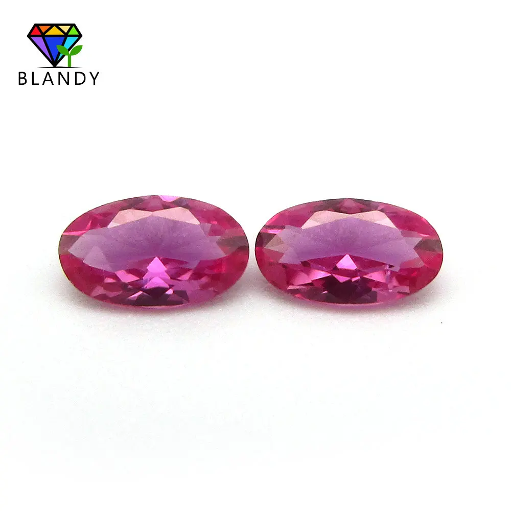 High Quality Rubi Gems 3x5~10x14mm Oval Shape Machine Cut 3# Red Stone Beads Synthetic Corundum Stone For Jewelry Free Shipping