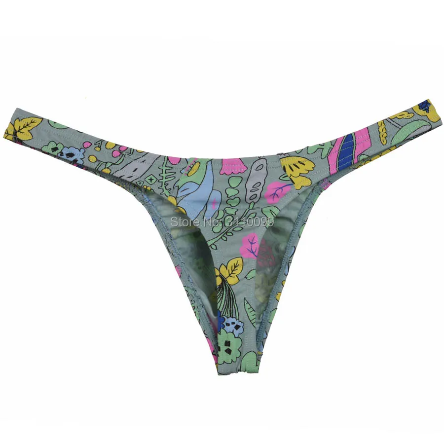 Sexy Flowery Printing Comfy Cotton New Arrival Bikini Men's Thongs&G-Strings Fashion Male Thong Underwear Men Tanga Cool T-Back image 5