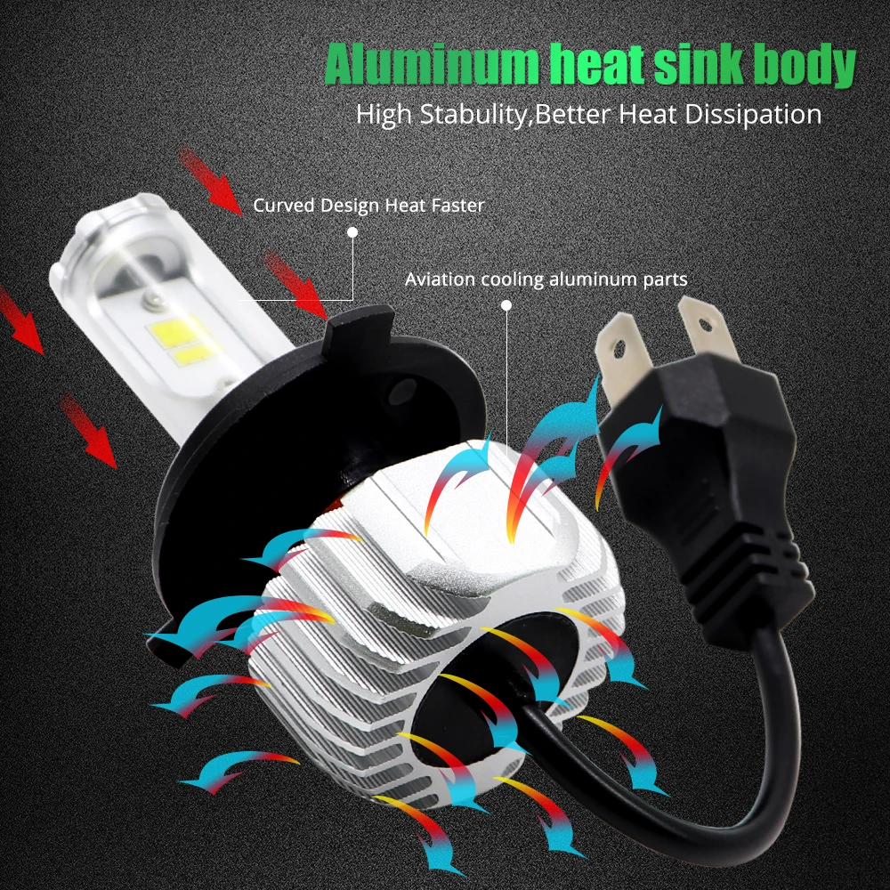 H4 LED Motorcycle Headlight Bulb 25W High Power CSP Y19 Chip Scooter MotorBike Motorcycle Universal Front Headlamp Driving Light