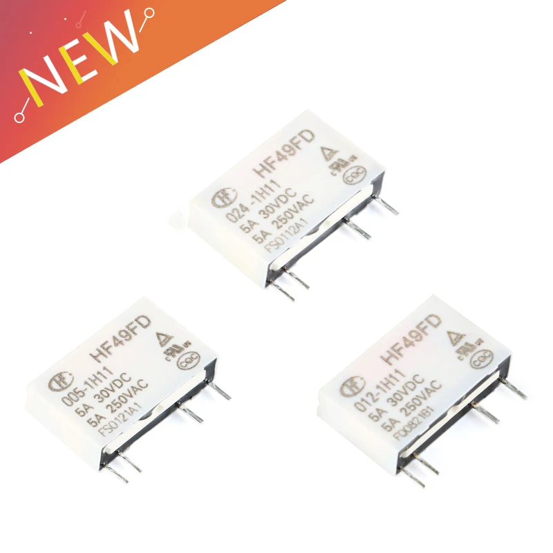 5PCS/1pc Power Relays HF49FD Rele HF49FD-005-1H11 HF49FD-012-1H11 HF49FD-024-1H11 DC 5V 12V 24V 5A 4Pin Relais