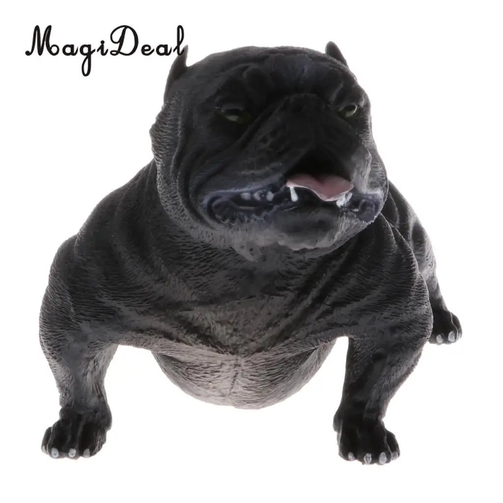 

MagiDeal Lifelike Animal Model Figure Toy Figurine Home Living Room Decor American Bully Pitbull for Children Kids Gift