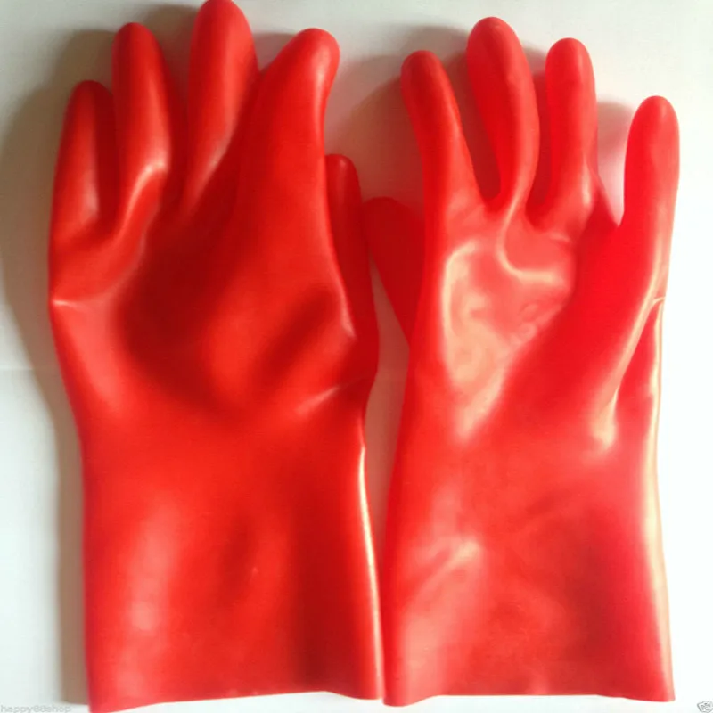 

Pure Rubber Latex Gloves Five Finger Fashion Red 0.4mm Cool Size S-XL