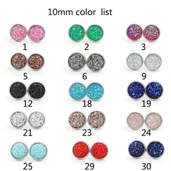 Fnixtar 3Paris/Lot 10mm Stainless Steel Shiny Drusy Stud Earrings Jewelry Handmade Druzy Sparkly Dome Seals Cabochon Earrings