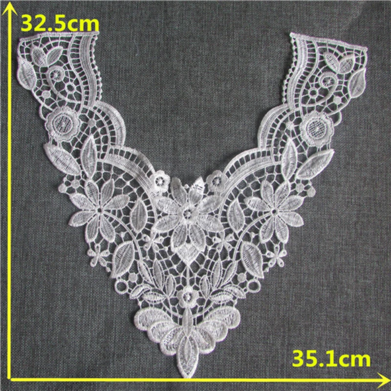 Sexy White 3d Mesh Fabric Tulle Lace If Looming Collar Floral Embroidered Applique Decorated Women Sewing Supplies Scrapbooking