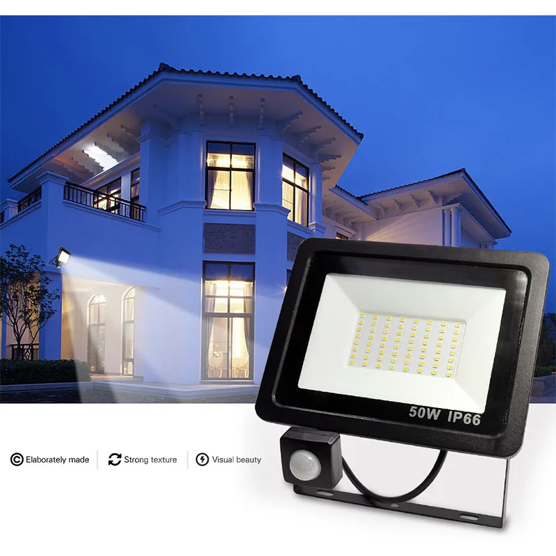 Imagem -06 - Projector Led com Sensor de Movimento Lâmpada de Parede Exterior 220v Ip66 100w 50w 30w 20w 10w