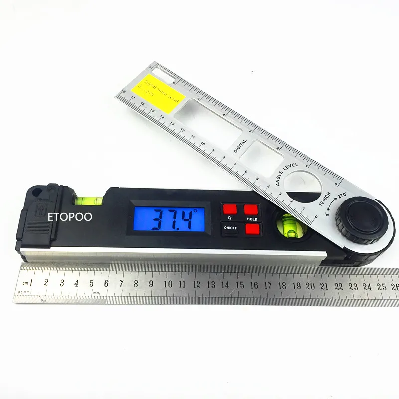 400mm / 250mm Digital Angle Finder Gauge 0-270Degree Protractor Ruler Miltre Angle Finder meter Spirit Level Back-Light