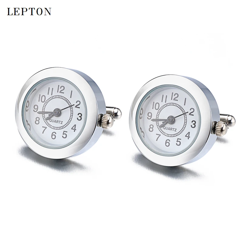 Hot Functional Watch Cufflinks For Mens Round Real Clock Cuff links With Battery Digital Watch Cufflink cuffs Relojes gemelos