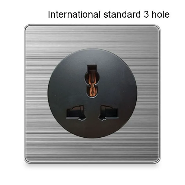 

86 type International standard 3 hole Socket 1 2 3 Gang 1 2 Way home switch with led brushed stainless steel switch