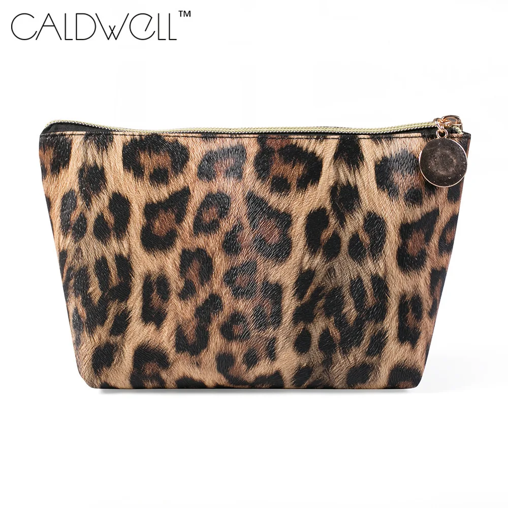 Borsa per cosmetici leopardata moda donna in pelle PU Borsa per cosmetici da viaggio con cerniera per ragazza Borsa per il lavaggio Borsa da