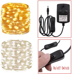 10/20/30M Fairy Lights Plug-in LED String Wedding Party Garden Christmas Decor On/Off Switch DC12V 2A Power adapter  EU/US/UK/AU