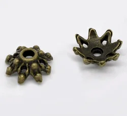 Lovely 200 Bronze Tone Flower Bead Caps 9x3.5mm (B12989)