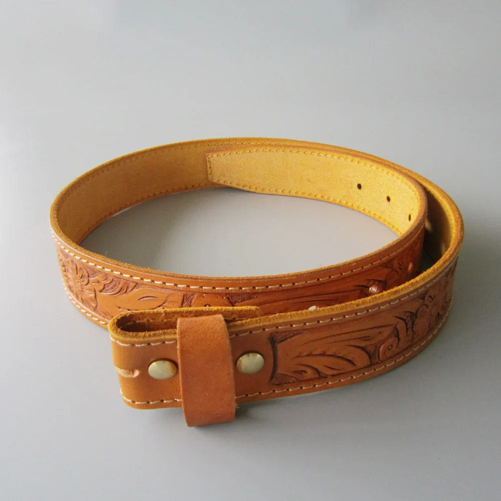 Wholesale Retail Belt (Western Hand Crafted Flowers Classic Light Coffee Color Belt) Free Shipping