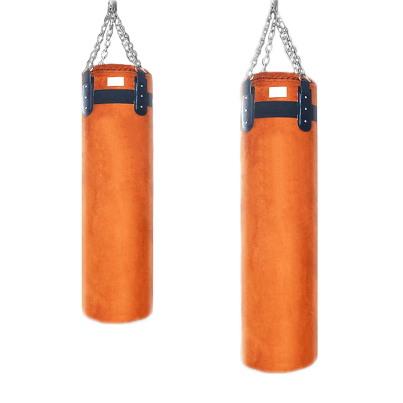 80/100/120cm High Quality Thickened Leather Sandbag Suede Hook Hanging Punching Bag Kicking Muay Thai Train Boxing Sand Bags