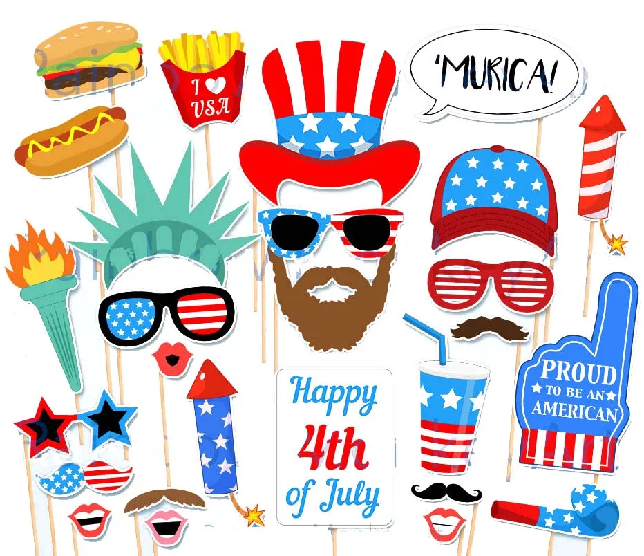 

Independence Day Photo Prop Paper Mustache Handheld Prop Party Event Decorations Festival Supplies Happy 4th of July