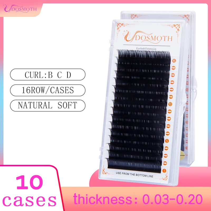 10 trays 16rows/case  7-16mm 3D mink eyelash extensions supples False fake eyelash extension individual lashes  cosmetics