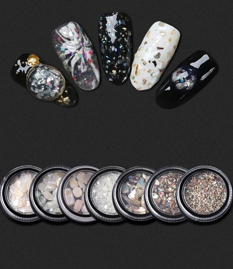 1 Box DIY Abalone Shell Piece 3D Charm Nail Art Decorations Slice Beauty Nail Decals Manicure Decoration Jewelry Nail Art Tool